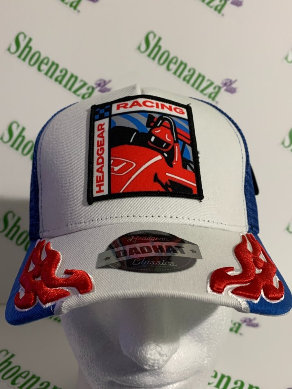 Headgear Classics Hat Racing Flames Snapback Trucker Dad Cap Red White Blue OSFM